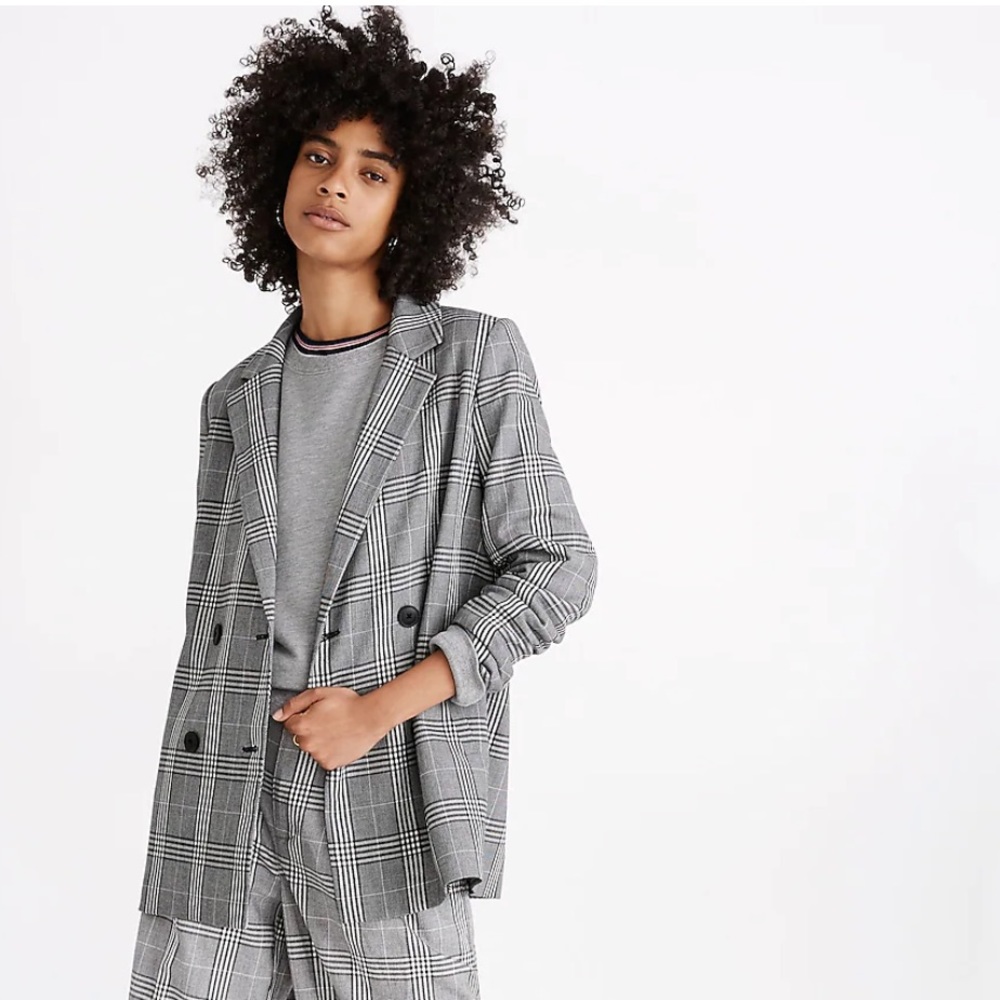 Madewell Caldwell Double-Breasted Blazer in Plaid